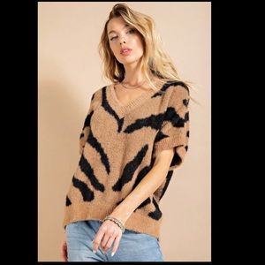 Kori America Zebra Pattern Sweater NWT